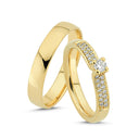 14kt. Vielsesring med 28x0,005+1x0,14ct. W-si