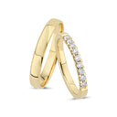 14kt. Vielsesring med 9 x 0,03ct. W-si eller uden sten