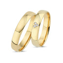 8kt. Vielsesring med 3x0,01ct. W-si eller uden diamant