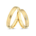 14kt. Vielsesring i 4mm. med 5x0,005ct. W-vs eller uden sten
