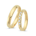 8kt. Vielsesring 3mm med 5 x 0,04ct. W-vs eller uden sten