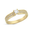 14kt. Vielsesring med 1 x 0,15 + 32 x 0,005ct. W-si
