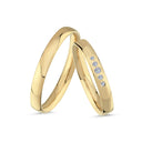 14kt. Vielsesring med 5 diamanter, samlet 0,05ct. W-vs eller uden sten