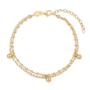 Sølvforgyldt armbånd 2 kæder med kugler.   Længde 17+ 3 cm.