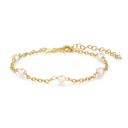 Sølvforgyldt armbånd kæde med ferskvandsperler.   Længde 17+ 3 cm.