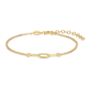 Sølvforgyldt armbånd kæde med 3 ovale led.    Længde 17+ 3 cm.
