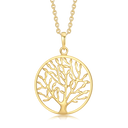 Sølvforgyldt halskæde livets træ i cirkel. "Tree of life"  Kæden er sølvforgyldt længde 42-45 cm.