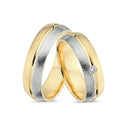 14kt. Vielsesring med 0,05ct. W-vs hamret eller uden sten