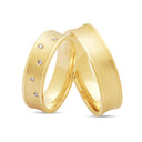 Bred 8kt. Vielsesring med 5x0,01ct. W-vs eller uden sten