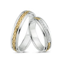 14kt. Vielsesring to-farvet med 0,045ct. W-vs eller uden sten