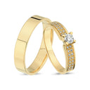 Vielsesring med 1x0,20+32x0,005ct W/si eller uden sten