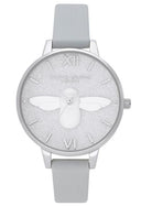 Olivia Burton Glitter Dial 3D Bee Eco Light Grey & Sølvfarvet OB16GD52