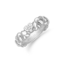 Hjerte vielsesring til hende 14 kt. hvidguld m. 2x0.007 ct. + 5x0.004 ct.