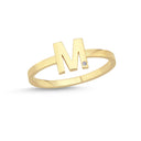 14kt. Bogstav ring M med 1 x 0,005ct. W-si 7mm