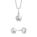 Sølv smykkesæt rhodineret 5 kanter en med syntetisk cubic zirconia.