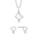 Sølv smykkesæt rhodineret fugl med syntetisk cubic zirconia under.