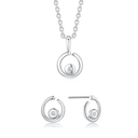 Sølv smykkesæt rhodineret åben cirkel med en syntetiske cubic zirconia i bunden.