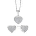 Sølv smykkesæt rhodineret hjerte fyldt med syntetiske cubic zirconia.
