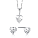 Sølv smykkesæt rhodineret hjerte med syntetisk cubic zirconia.  Kæden er rhodineret sølv i længde 42-45 cm.