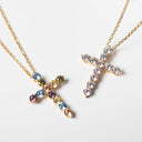 Sif Jakobs - Belluno Croce Halskæde -  18 kt. forgyldt med hvide zirkoner