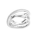 Ring Spirale - rhodineret 925 sterling sølv, med hvide zirkoner