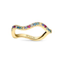 Ring Ellera Waves - 18 karat forgyldt, med multifarvede zirkoner