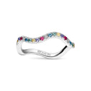 Ring Ellera Waves - rhodineret 925 sterling sølv, med multifarvede zirkoner