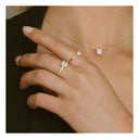 Ring Ellera Quadrato - 18 kt. forgyldt med hvide zirconia