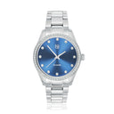 Watch Valeria - Silver plated stainless steel with dark blue sunray Urskive og hvide zirkoner