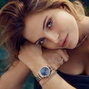 Watch Valeria - Silver plated stainless steel with dark blue sunray Urskive og hvide zirkoner