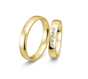 18 karat guld vielsesringe m. 5 x 0,025 ct. - P5
