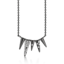 Sølv collier rhodineret istapper blanke og med zirconia Kæden er sort rhodineret i længde 42+5 cm
