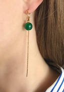Creol with green agate and chain - Sølv