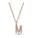 14kt. bogstav vedhæng M med pavè 23 x 0,005ct. W-si 6,5mm