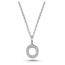 14kt. bogstav vedhæng O med pavè 14 x 0,005ct. W-si 6,5mm