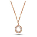 14kt. bogstav vedhæng O med pavè 14 x 0,005ct. W-si 6,5mm