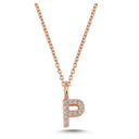 14kt. bogstav vedhæng P med pavè 12 x 0,005ct. W-si 6,5mm