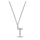 14kt. Bogstav vedhæng T med pavè 9 x 0,005ct. W-si 6,5mm