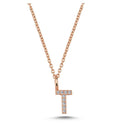 14kt. Bogstav vedhæng T med pavè 9 x 0,005ct. W-si 6,5mm