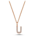 14kt. bogstav vedhæng U med pavè 13 x 0,005ct. W-si 6,5mm
