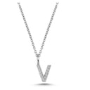 14kt. bogstav vedhæng  V med pavè 11 x 0,005ct. W-si 6,5mm