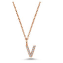 14kt. bogstav vedhæng  V med pavè 11 x 0,005ct. W-si 6,5mm