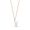 14kt. Bogstav vedhæng V med pavé 15x0,005ct. W-si 9,5mm