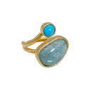 KOLO ring with Aquamarin and Turquoise - Forgyldt