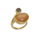 KOLO ring with Orange and Grey moonstone - Forgyldt
