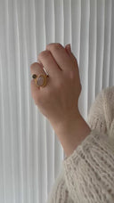 KOLO ring with Orange and Grey moonstone - Forgyldt