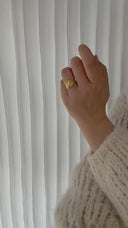 MILLE ring No. 5 with diamond - Forgyldt