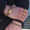 SON armbånd map stone/ilmenite bronzitite og stål IP gold