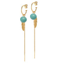 Creol with turquoise, feather and chain - Forgyldt