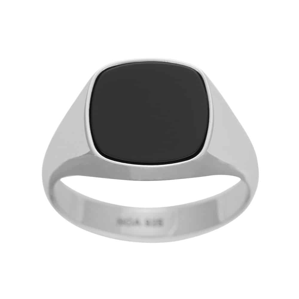 SON rhodineret sølv ring med sort onyx – 167 000